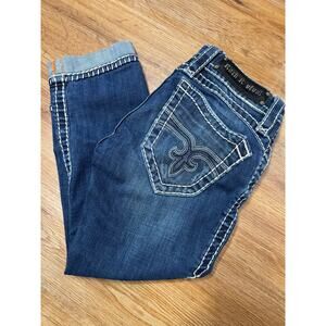 Rock Revival Amy Capri Jeans Shorts Size 25 Bling Embroidered Stitched EB